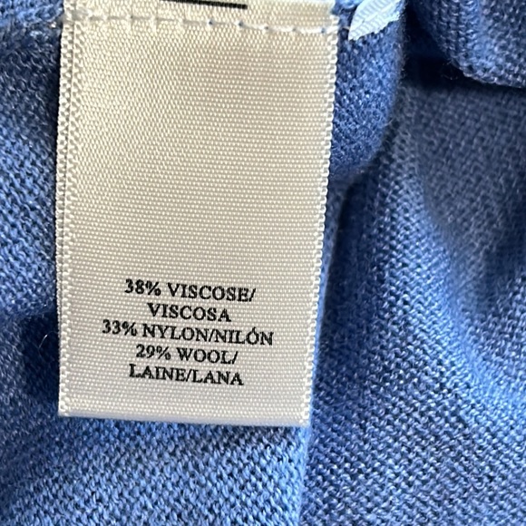 Ann Taylor Light Blue, Long Sleeve, Wool Blend, Round Neck Sweater, Size Medium. - Picture 5 of 5